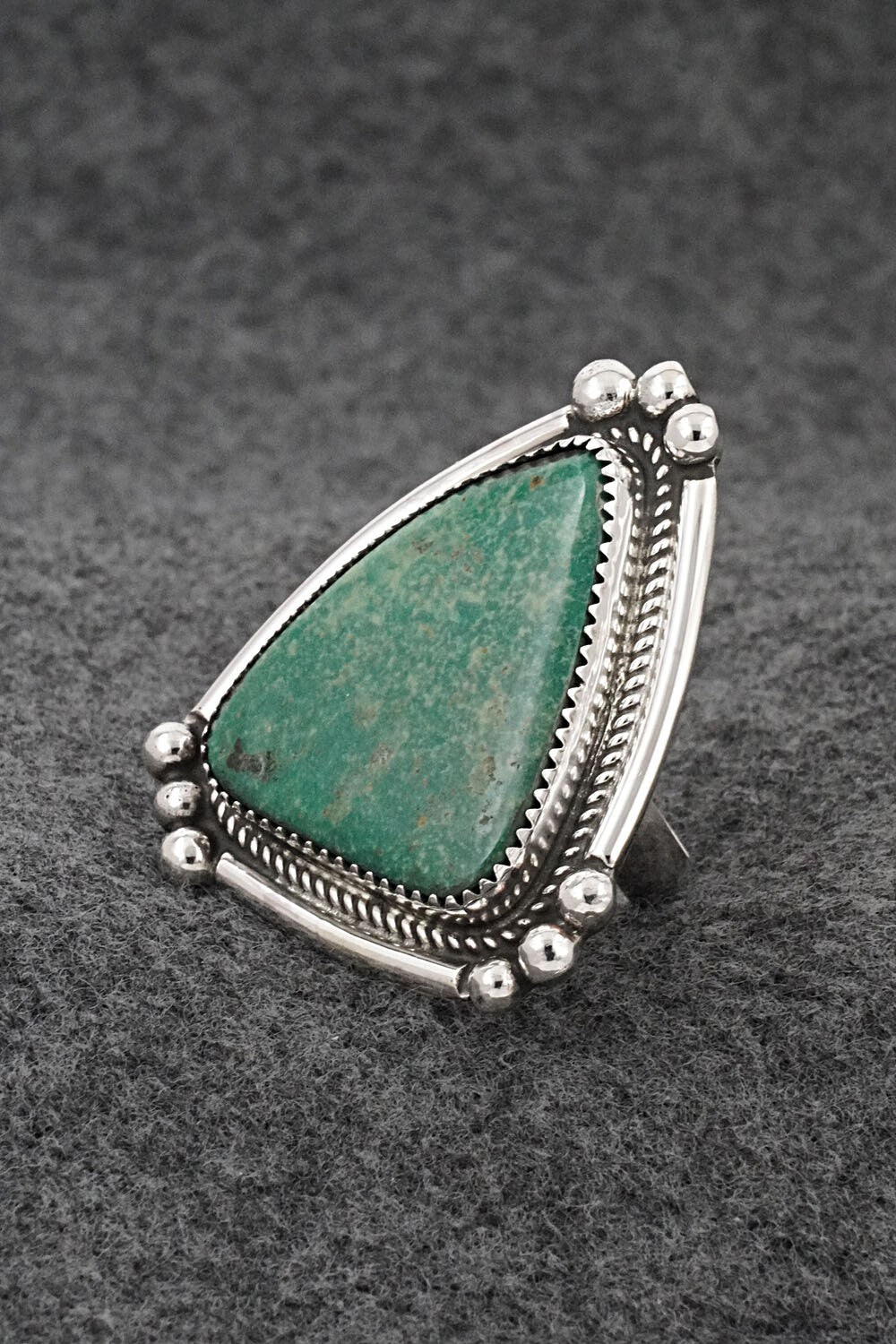 Turquoise & Sterling Silver Ring - Leslie Nez - Size 8 Adj.