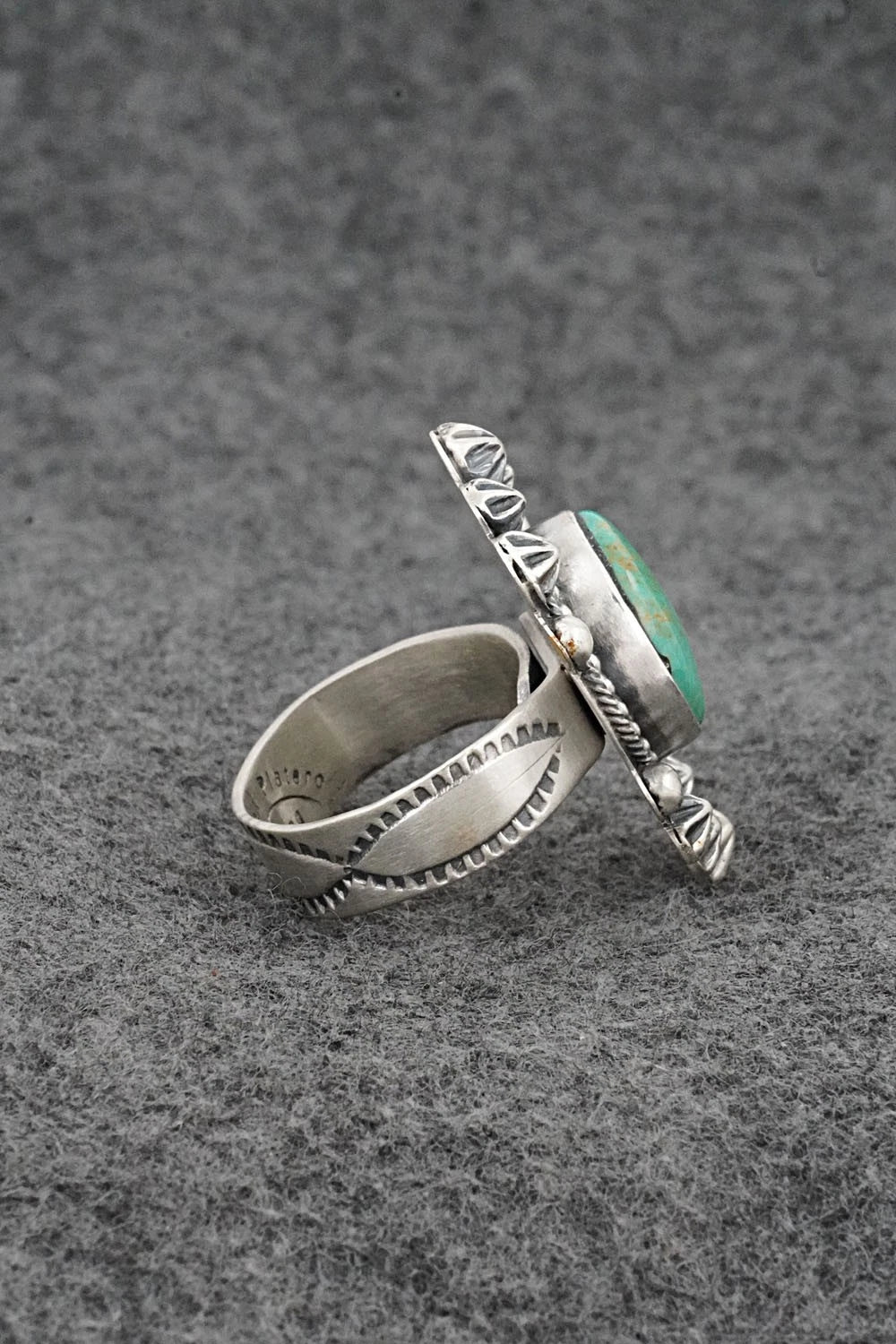Turquoise & Sterling Silver Ring - Cordell Platero - Size Adjustable