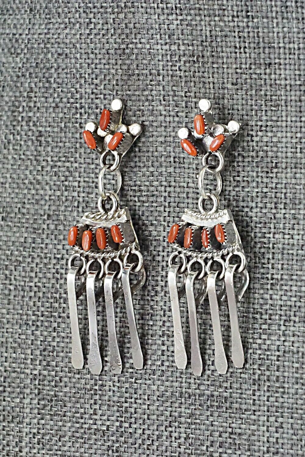 Coral & Sterling Silver Earrings - Rosa Fambrough