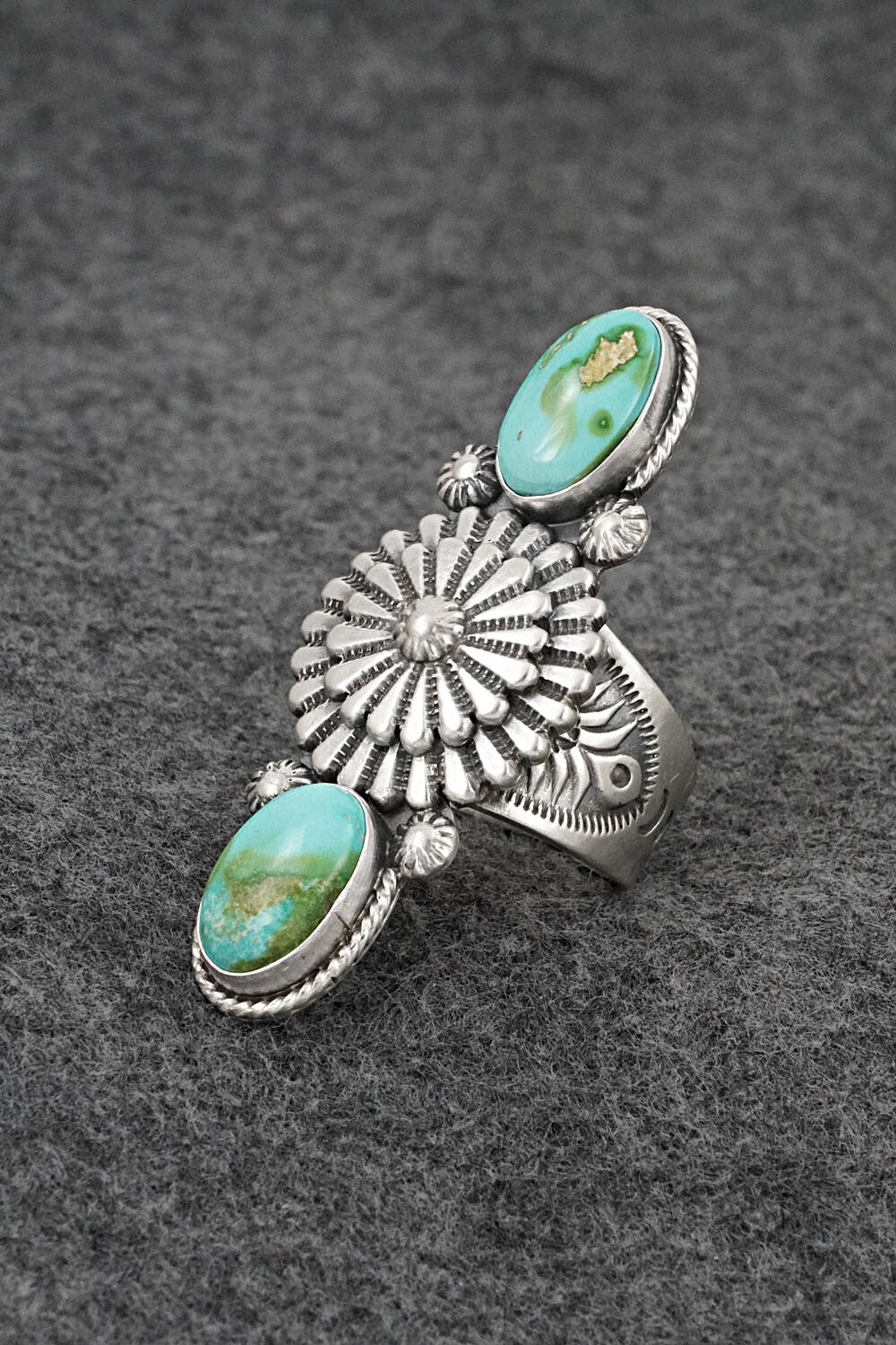 Turquoise & Sterling Silver Ring - Samuel Yellowhair - Size 8.5