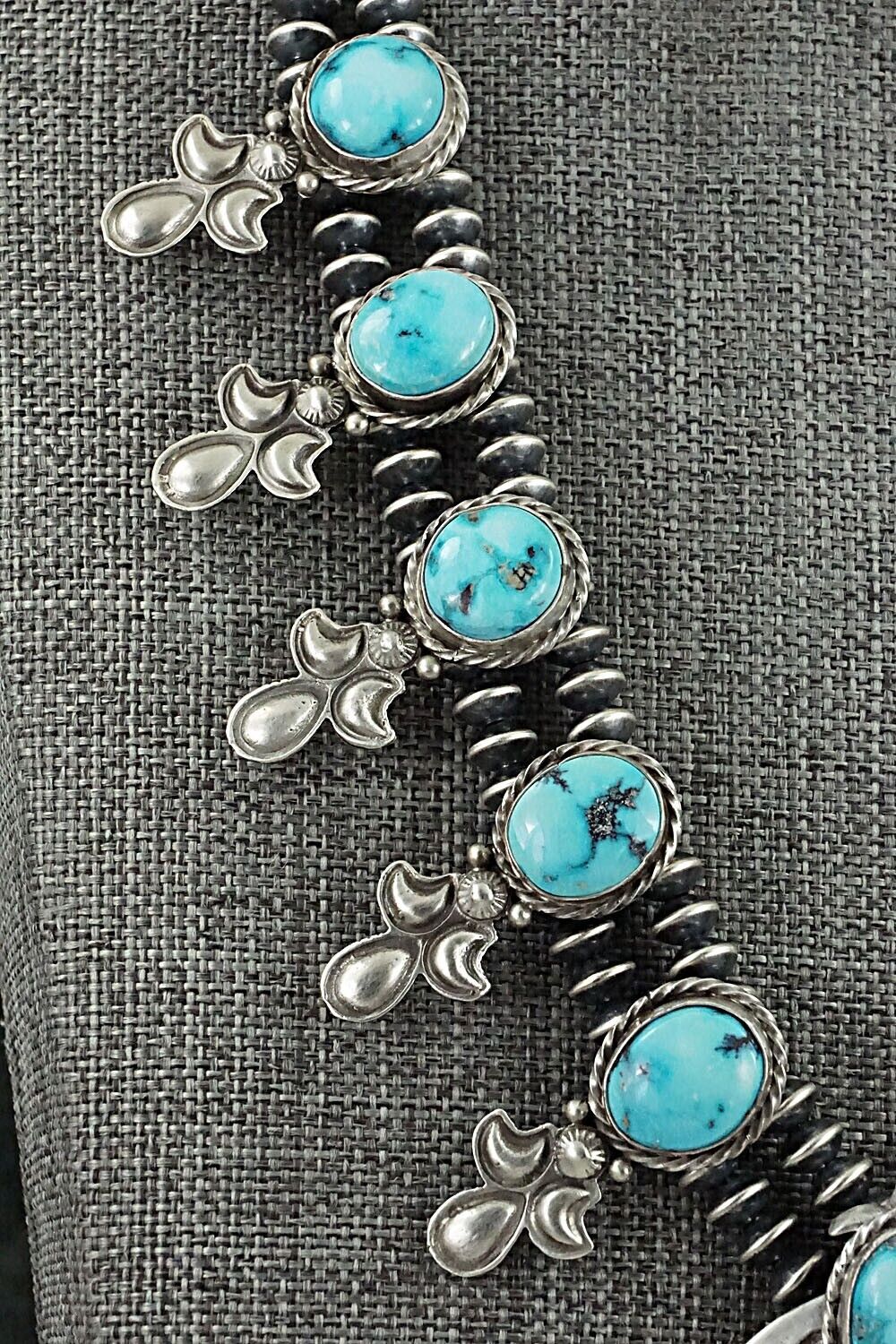 Turquoise & Sterling Silver Squash Blossom Set - Adrienne Gordon