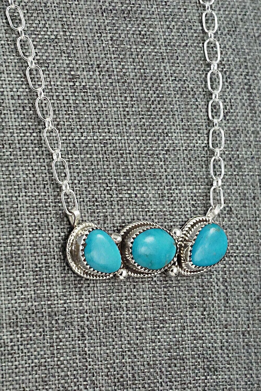 Turquoise & Sterling Silver Necklace - Ernest Hawthorne