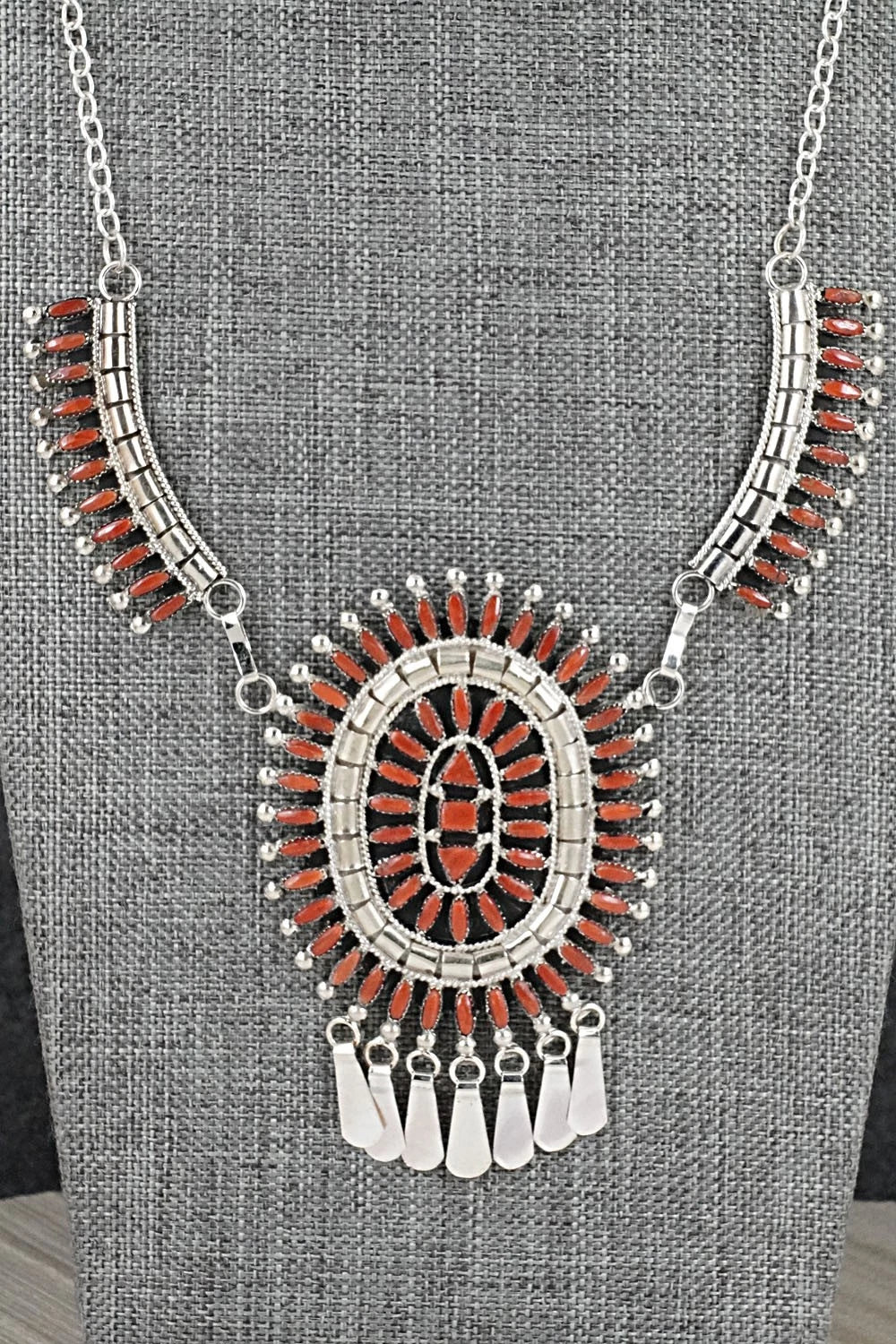 Coral & Sterling Silver Necklace Set - Evonne Hustito