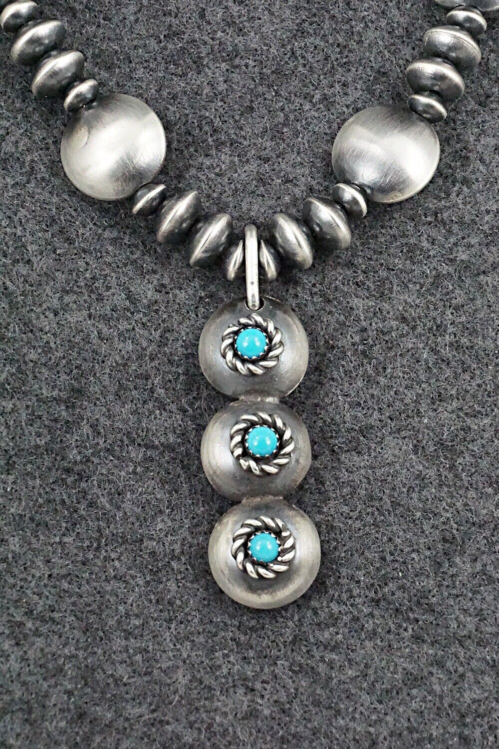 Turquoise & Navajo Pearl Sterling Silver Necklace Set - Preston Haley
