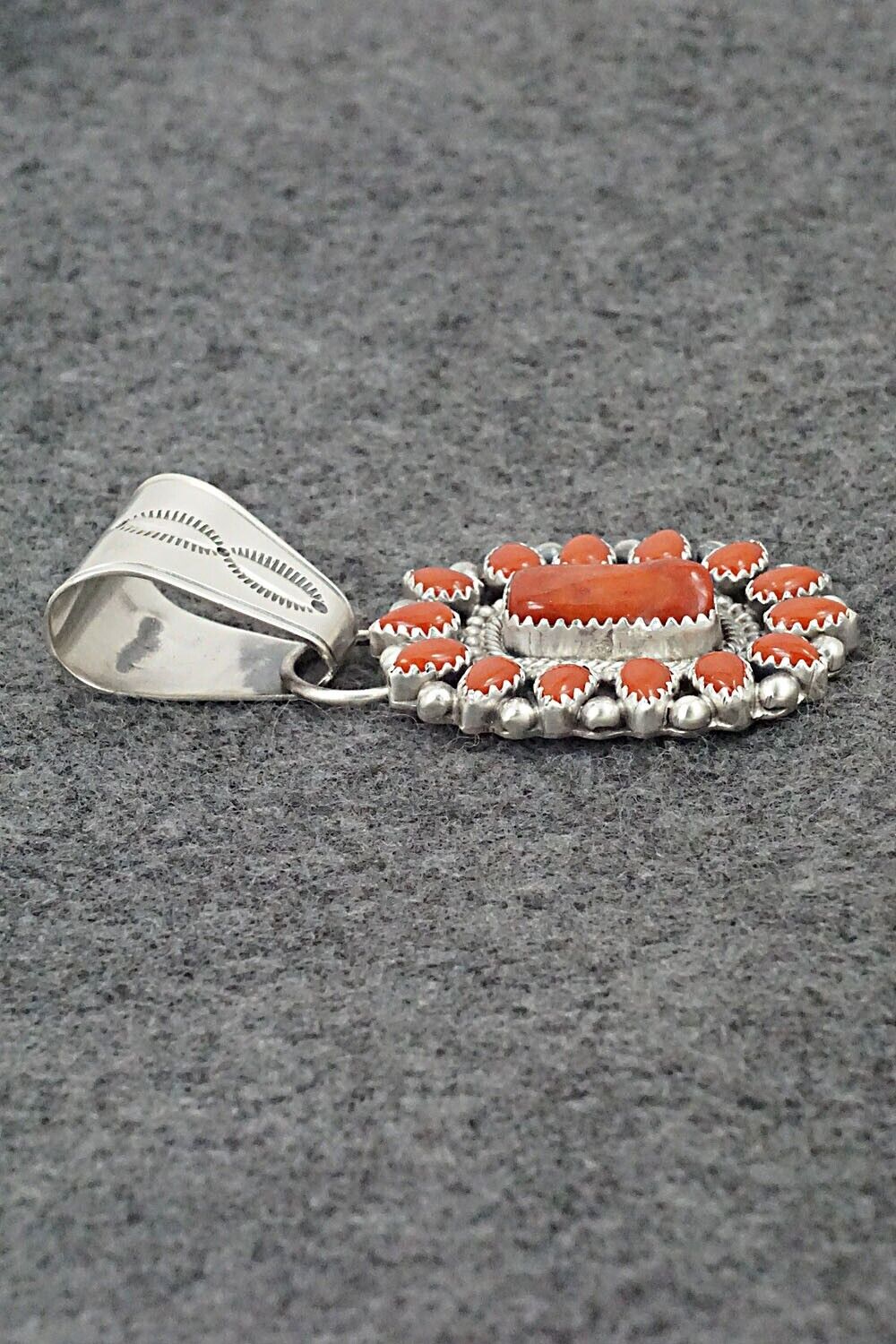 Coral & Sterling Silver Pendant - Tom Lewis