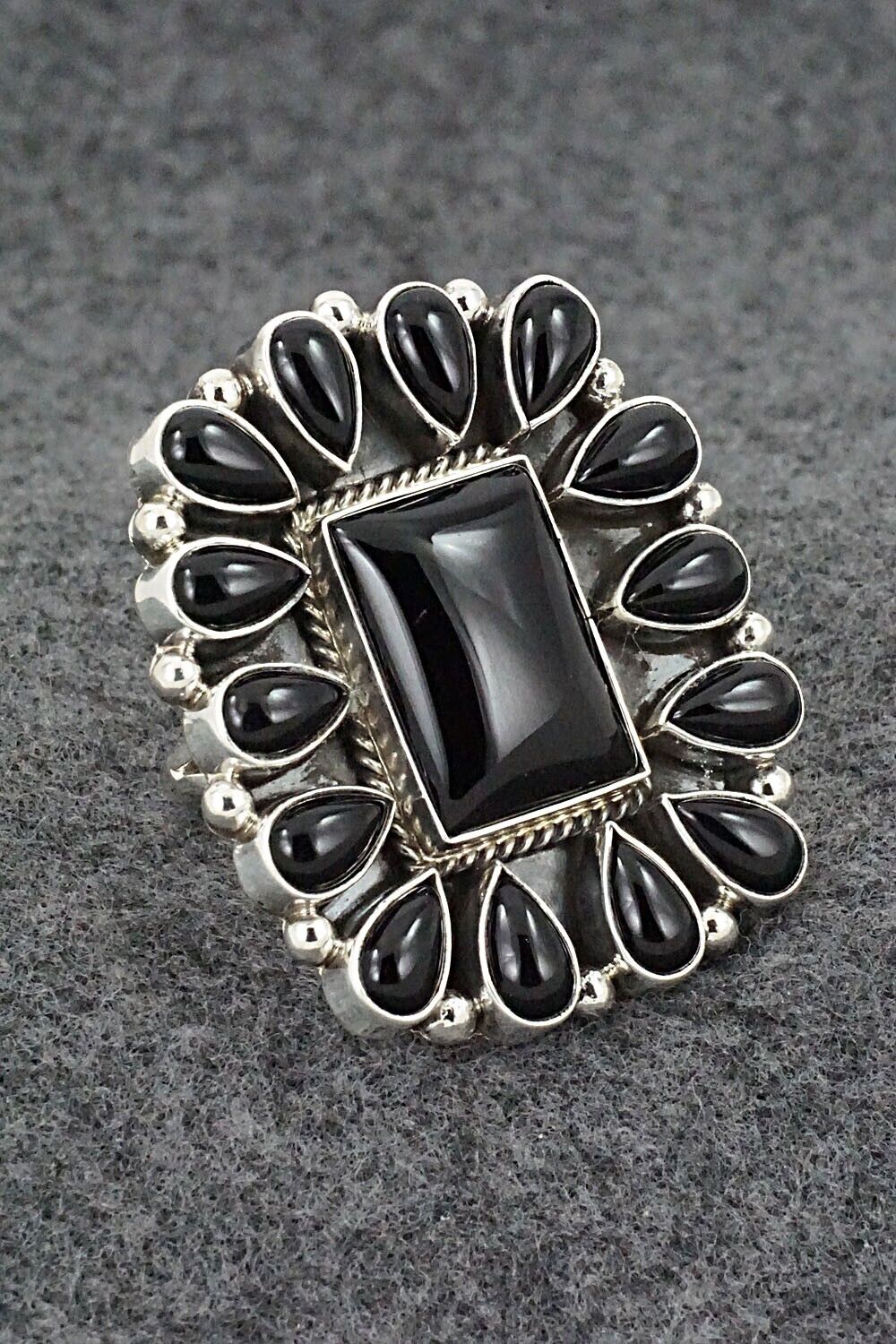 Onyx & Sterling Silver Ring - Verley Betone - Size 8.5