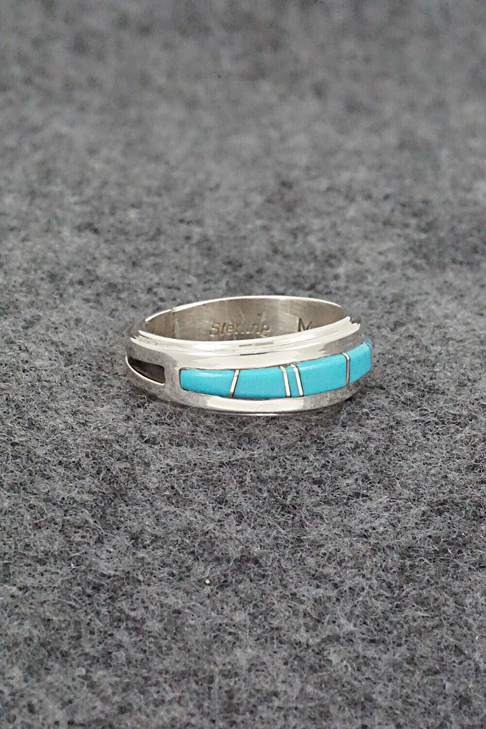 Turquoise & Sterling Silver Inlay Ring - Wilbert Muskett Jr. - Size 6