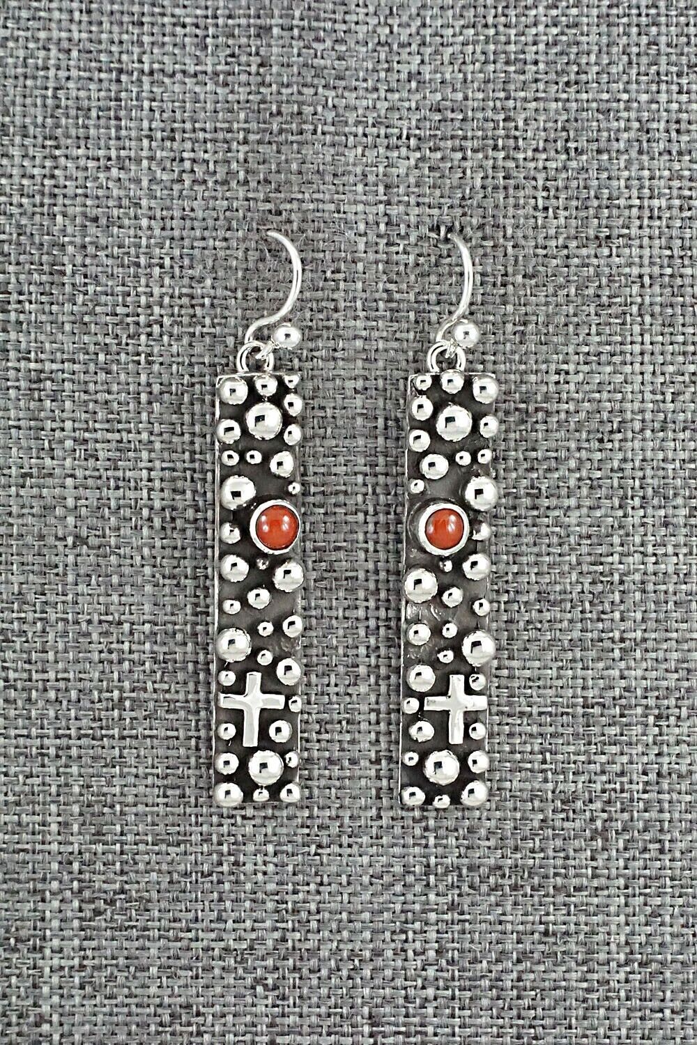 Coral & Sterling Silver Earrings - Akee Douglas