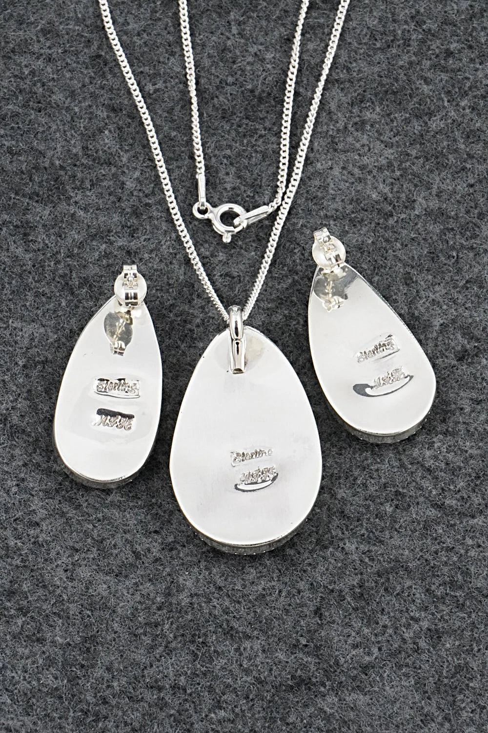 Morado & Sterling Silver Necklace and Earrings Set - Murray Hannaweeka