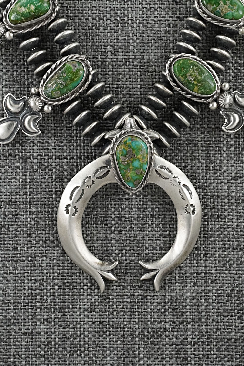 Turquoise & Sterling Silver Mini Squash Blossom Set - Adrienne Gordon