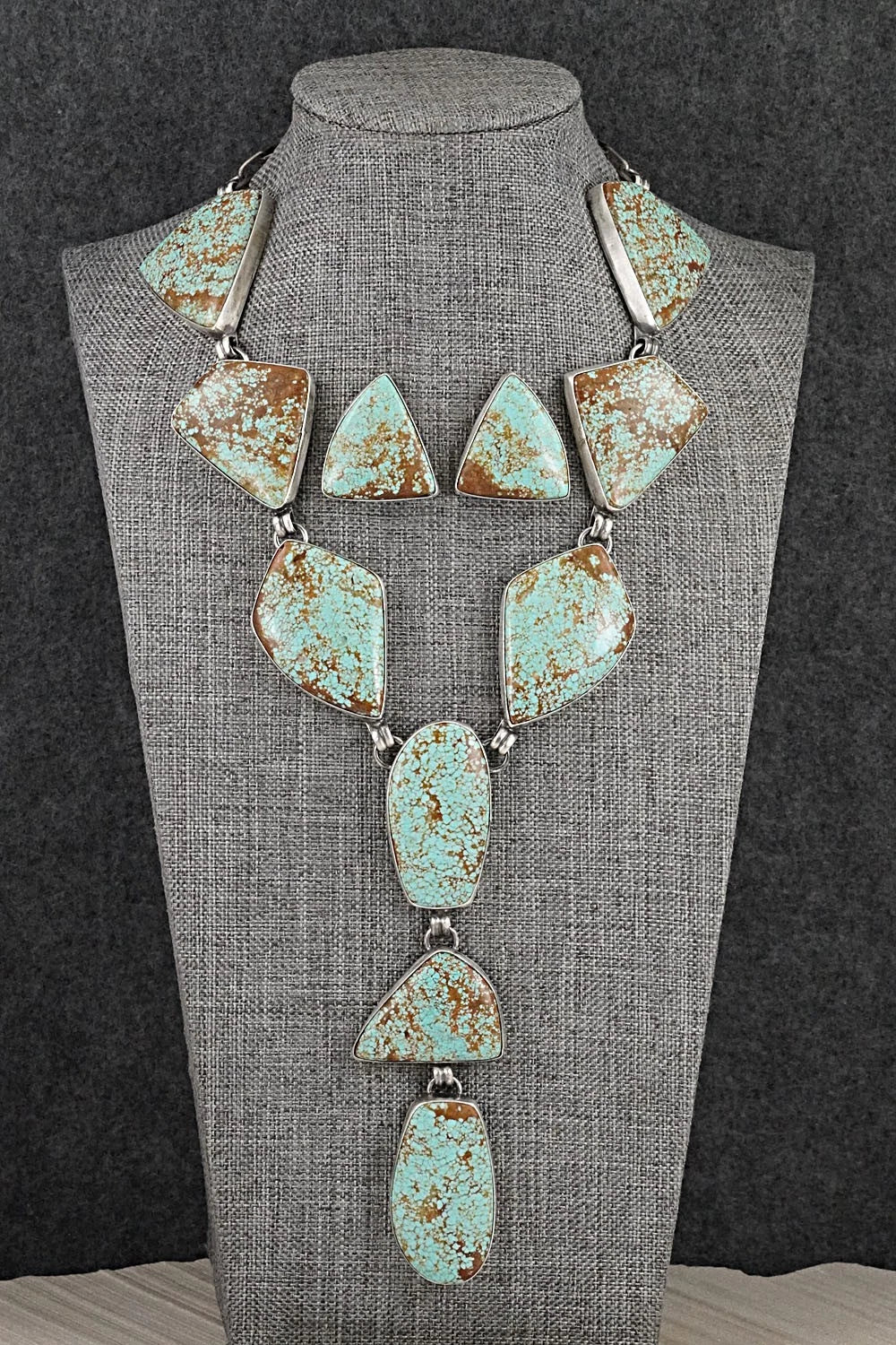 Turquoise & Sterling Silver Necklace and Earrings Set - Darrin Livingston