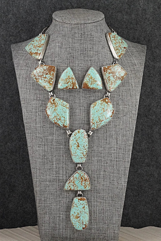 Turquoise & Sterling Silver Necklace and Earrings Set - Darrin Livingston