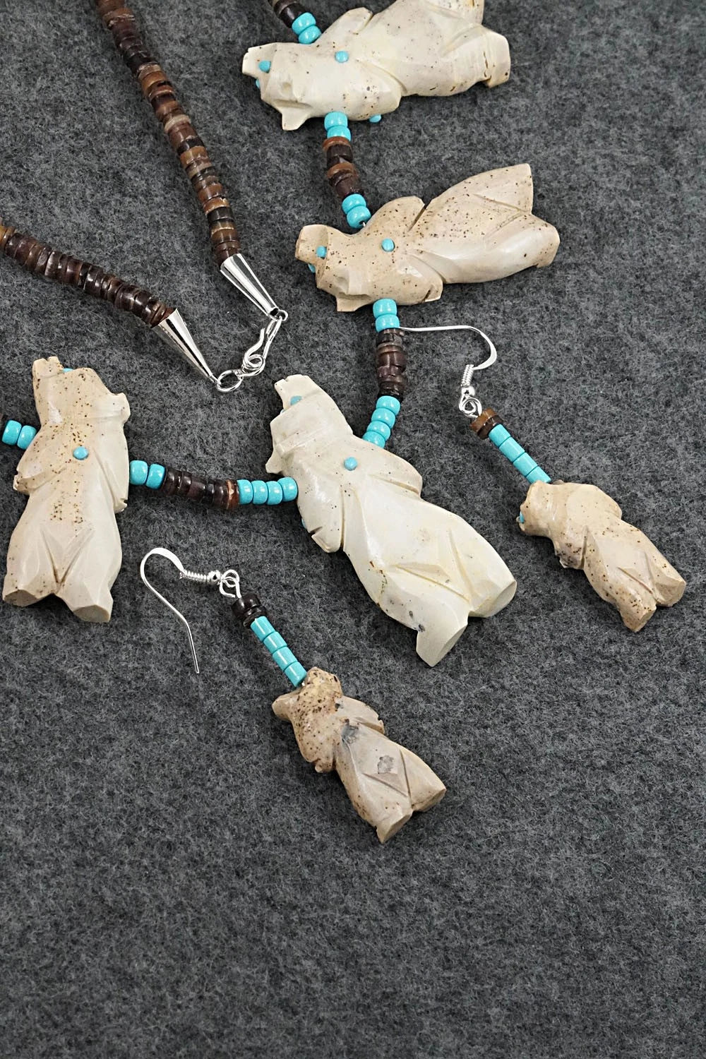Multi-Stone Bear Fetish & Sterling Silver Necklace Set - Dannette Laate