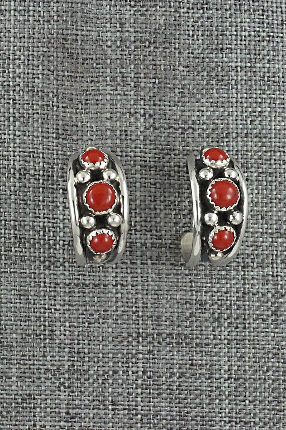 Coral & Sterling Silver Earrings - Paul Largo