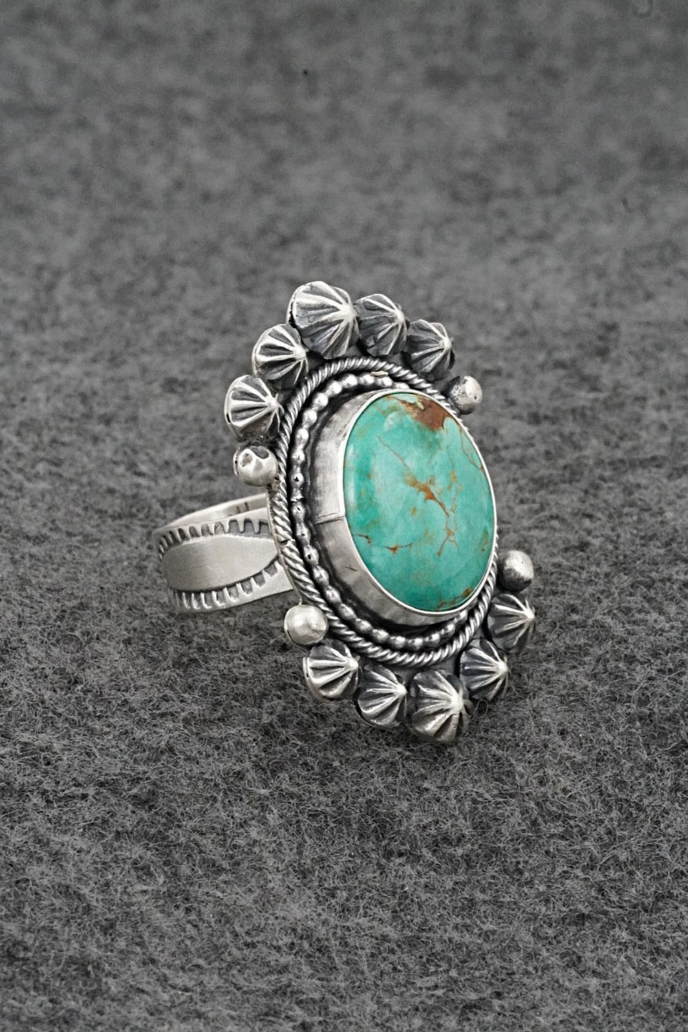 Turquoise & Sterling Silver Ring - Cordell Platero - Size Adjustable