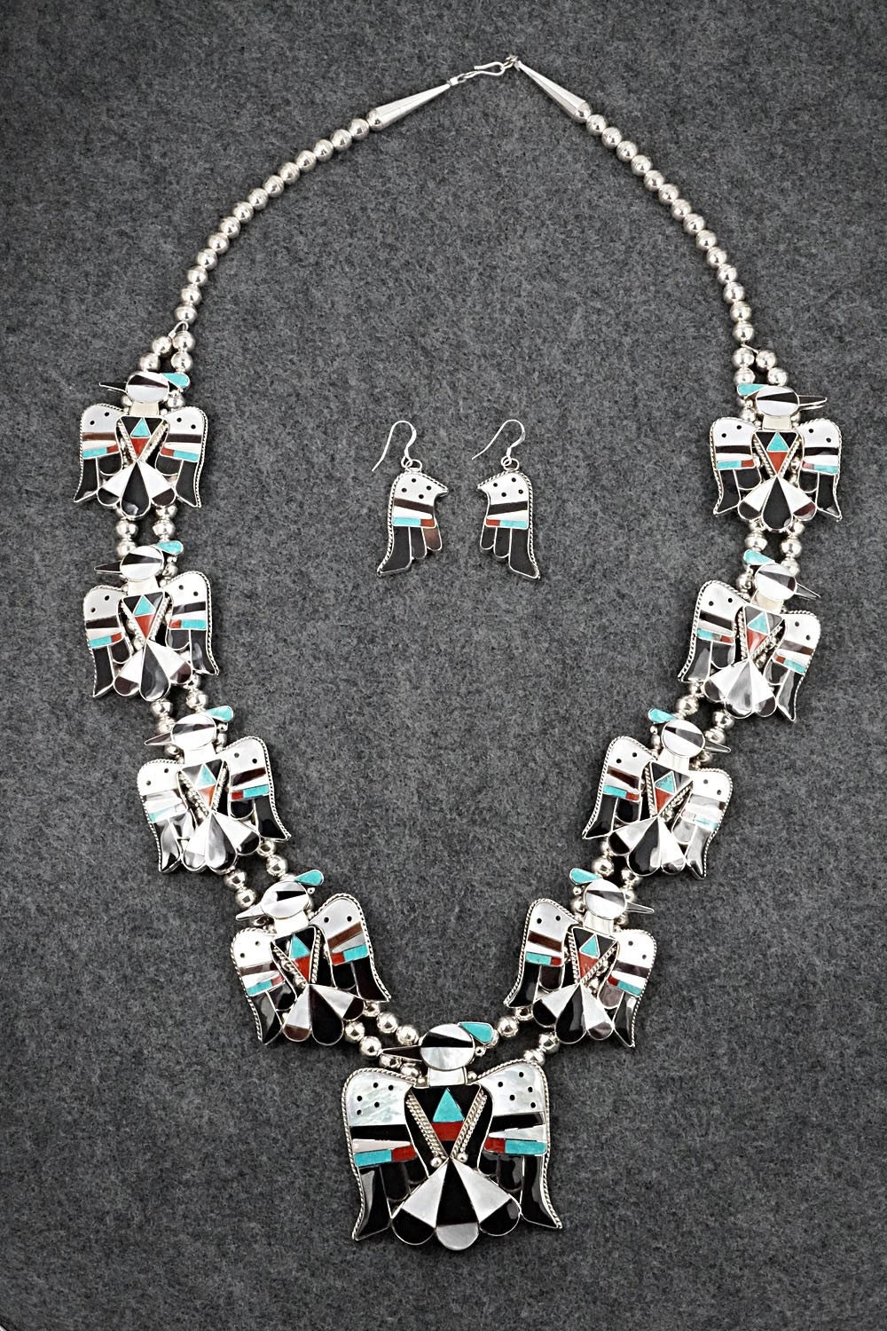 Multi-Stone & Sterling Silver Inlay Necklace Set - Corraine Shack