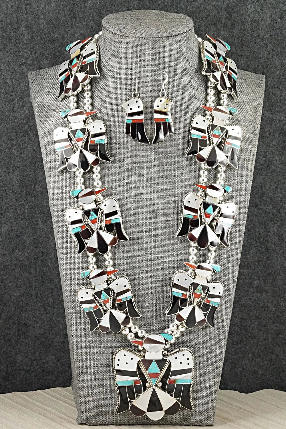 Multi-Stone & Sterling Silver Inlay Necklace Set - Bobby Shack