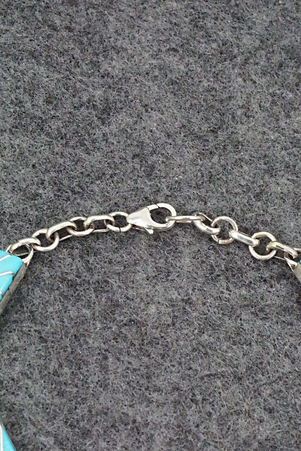 Turquoise & Sterling Silver Link Bracelet - Clarence Booqua