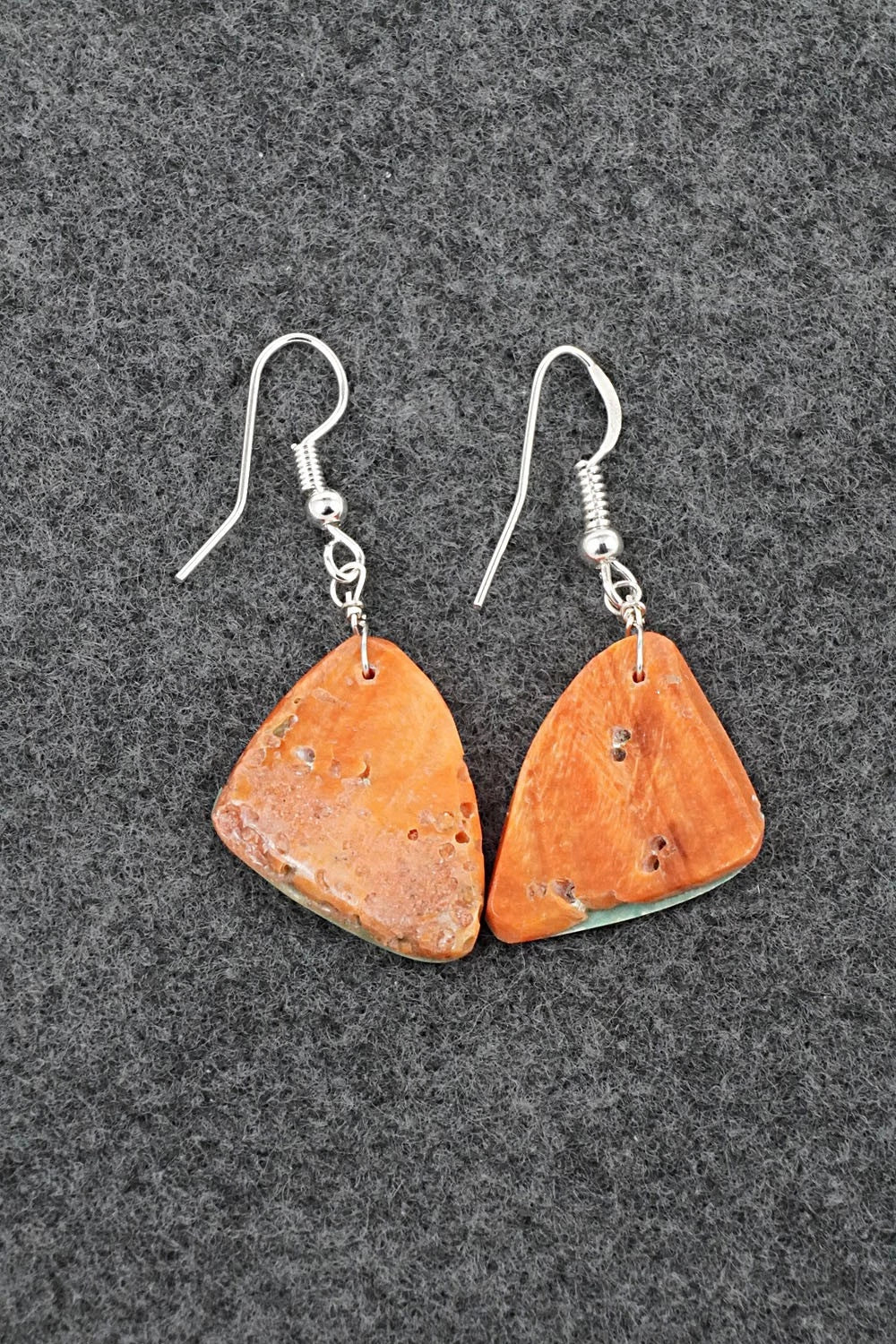 Spiny Oyster, Turquoise & Sterling Silver Earrings - Louise Pete