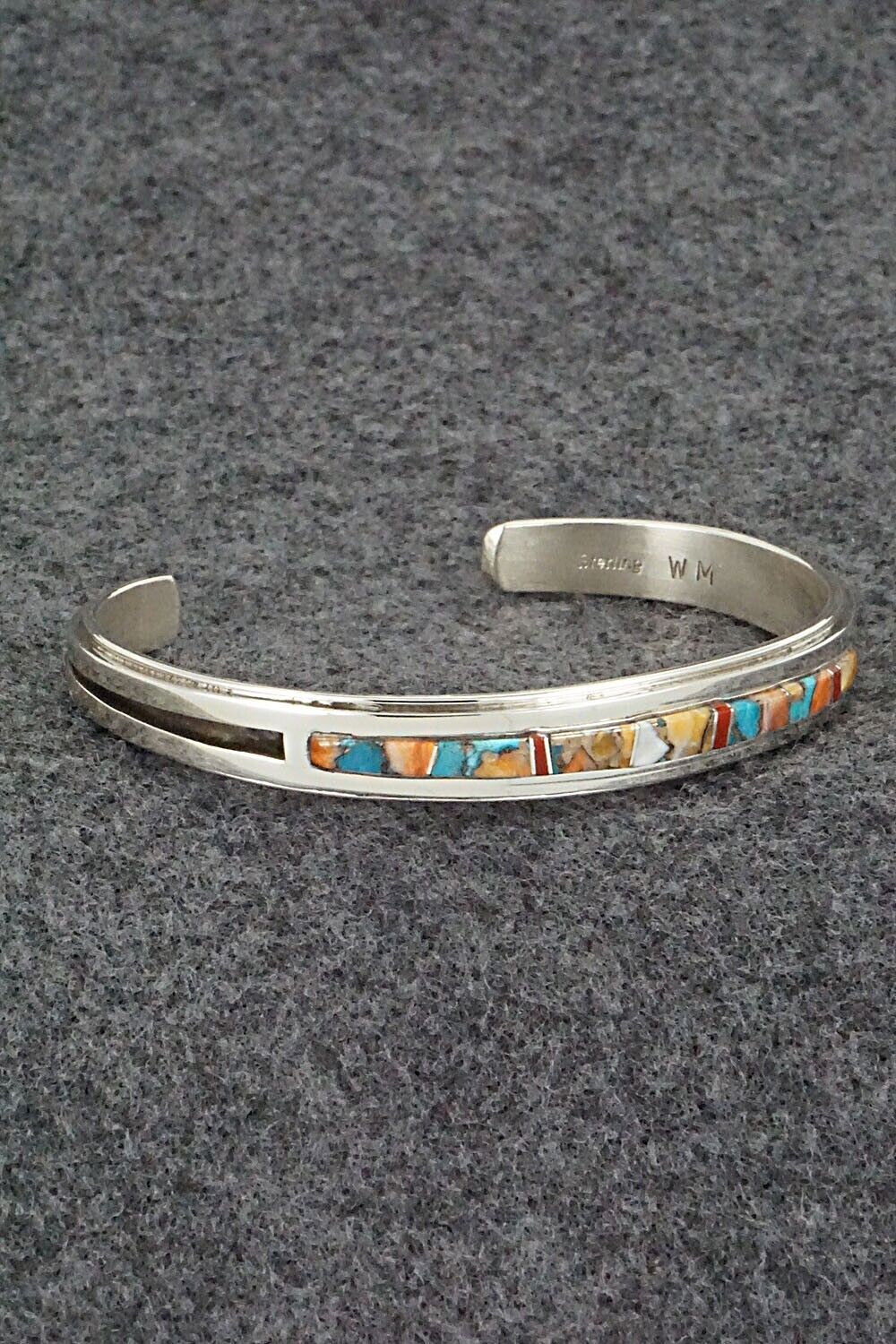 Turquoise, Coral, Spiny Oyster & Sterling Silver Bracelet - Wilbert Muskett Jr.