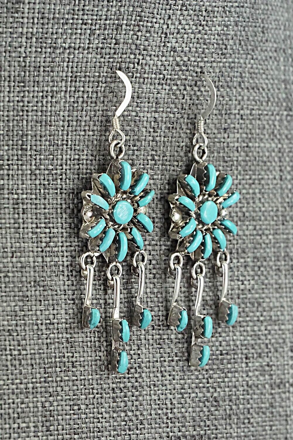 Turquoise & Sterling Silver Necklace and Earrings Set - Keith Leekity