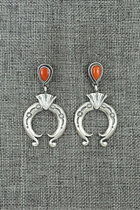 Coral & Sterling Silver Earrings - Verley Betone