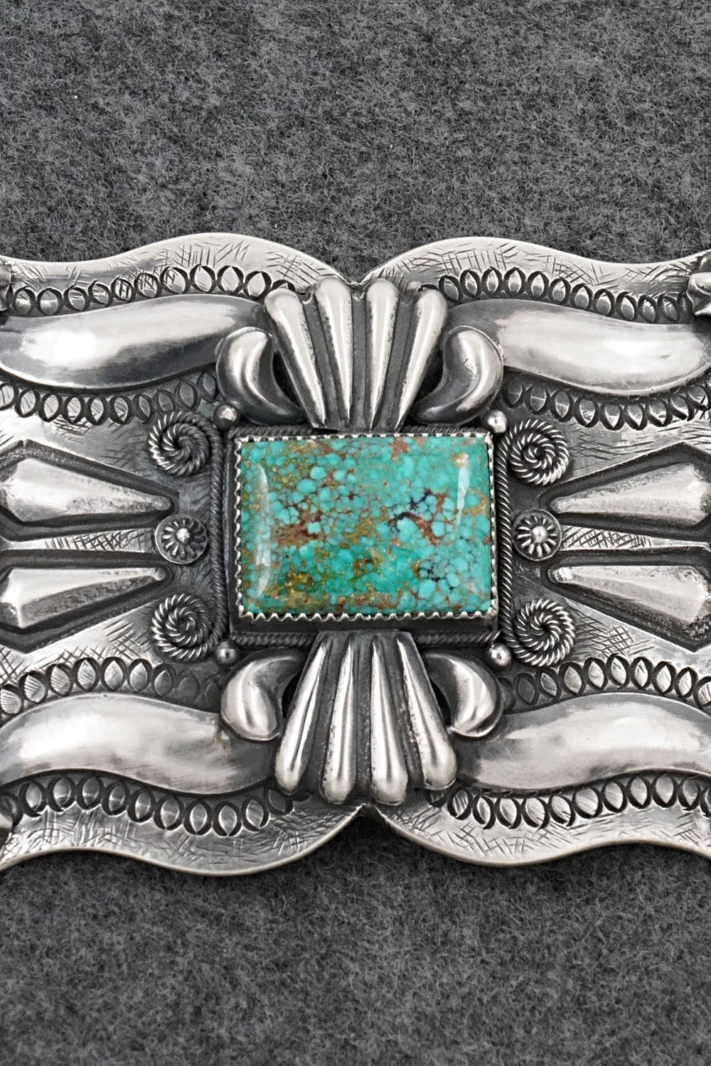 Turquoise & Sterling Silver Belt Buckle - Delbert Gordon