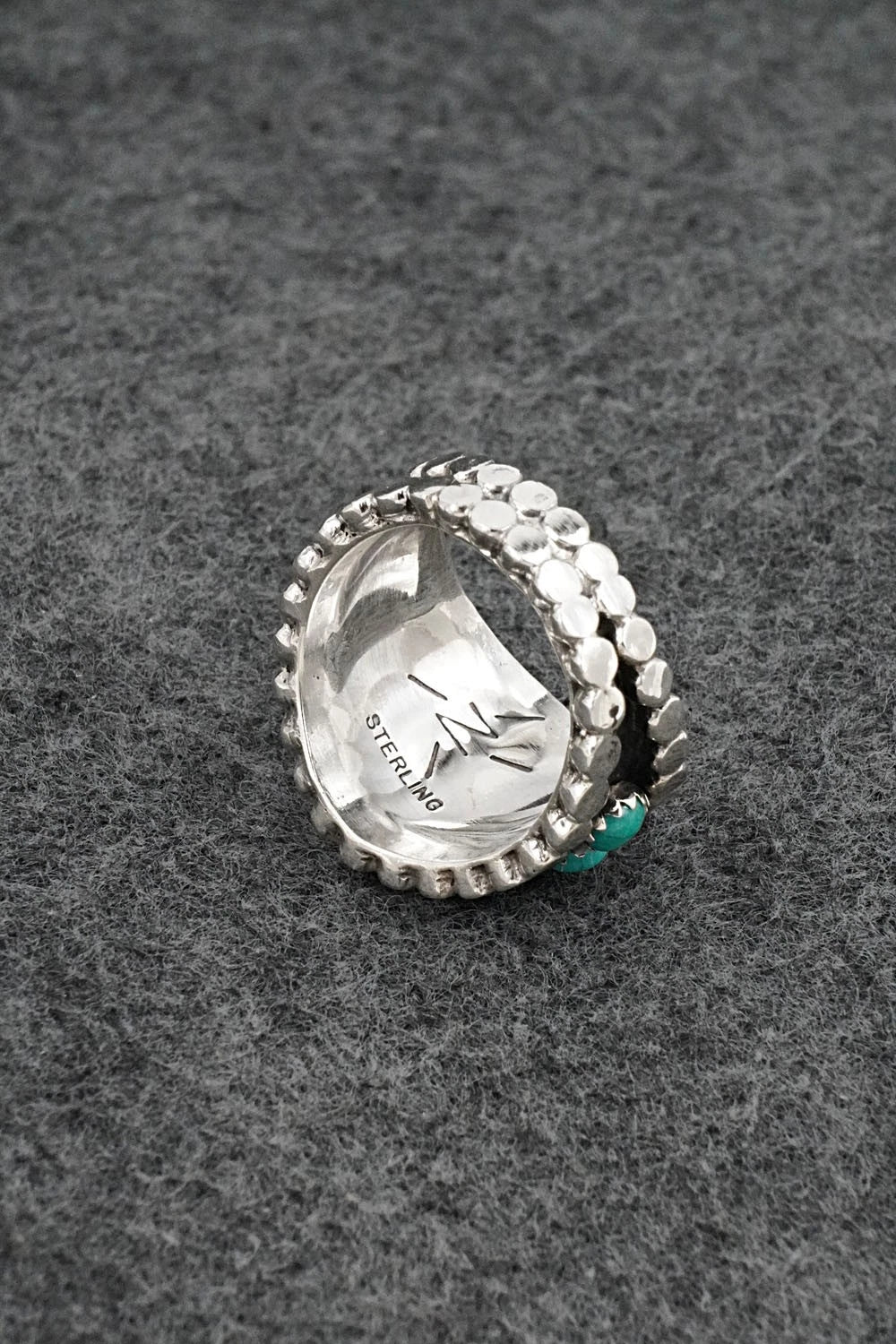 Turquoise & Sterling Silver Ring - Kenny Lonjose - Size 8.5