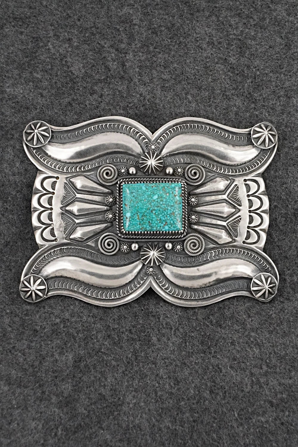 Turquoise & Sterling Silver Belt Buckle - Delbert Gordon