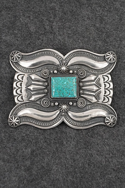 Turquoise & Sterling Silver Belt Buckle - Delbert Gordon