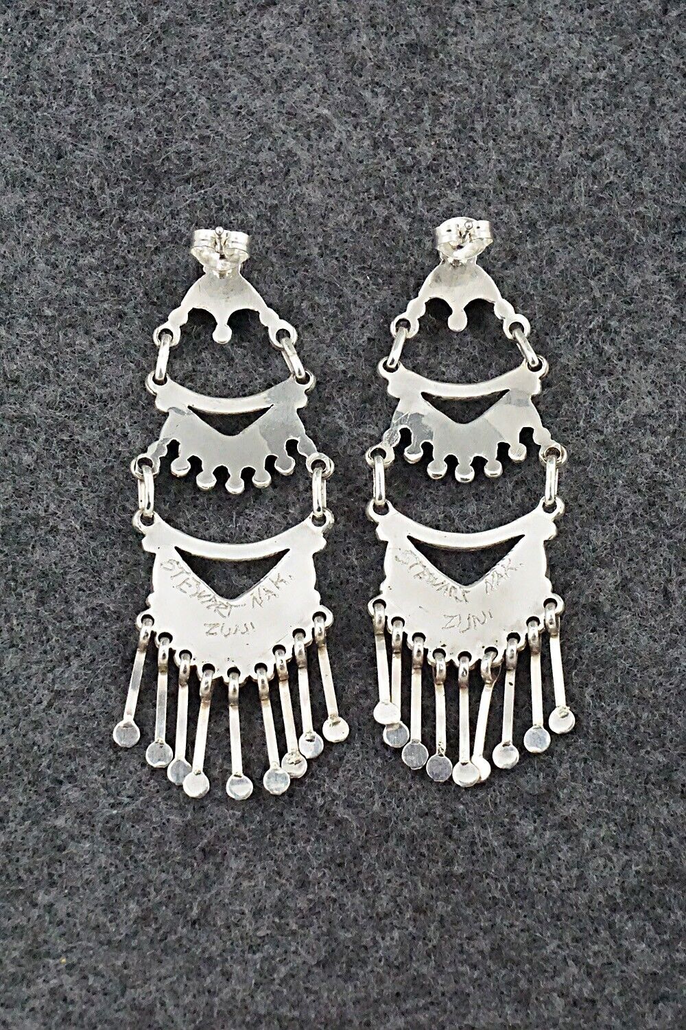 Turquoise & Sterling Silver Earrings - Stewart Nakatewa
