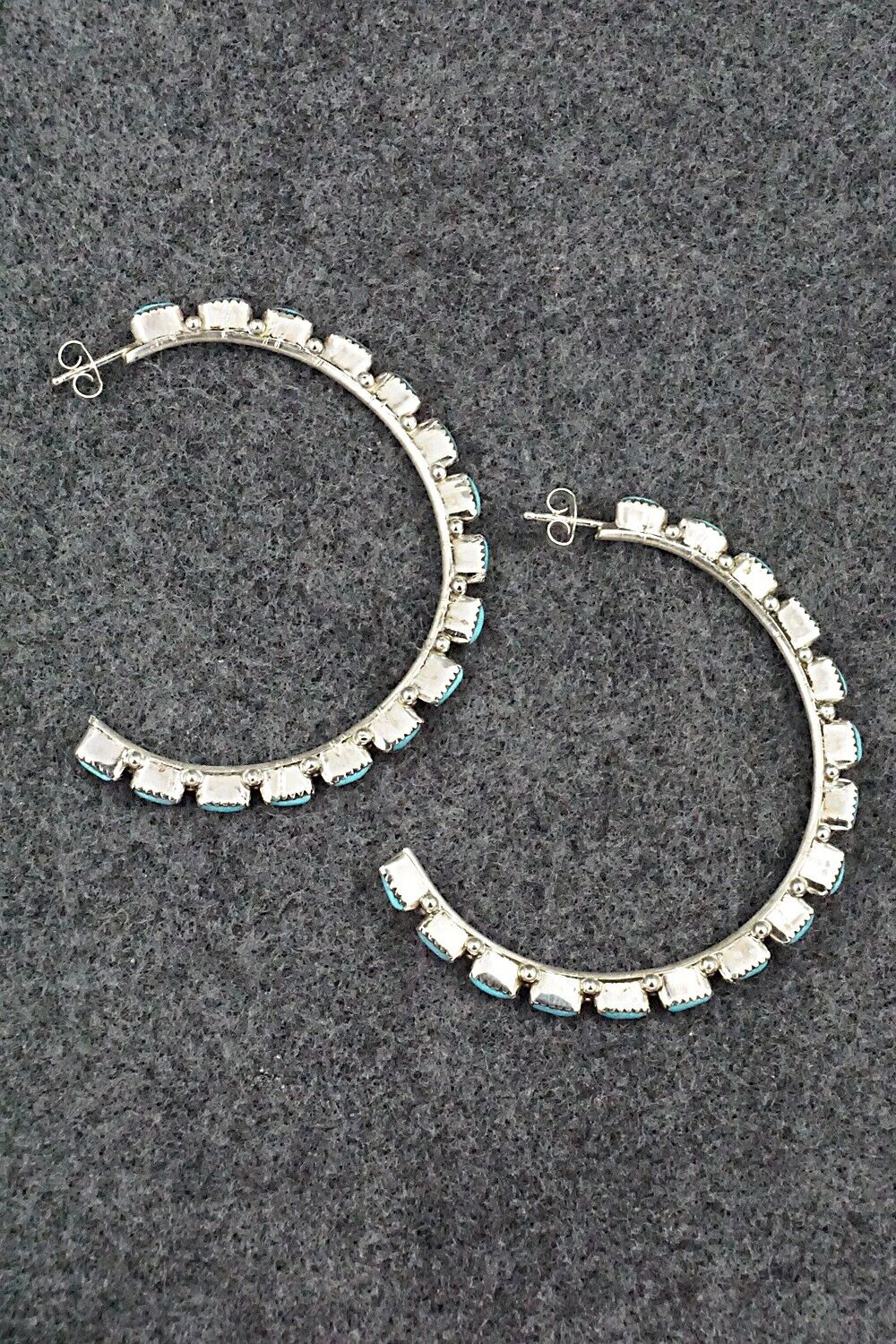 Turquoise & Sterling Silver Hoop Earrings - Aurelia Hughte