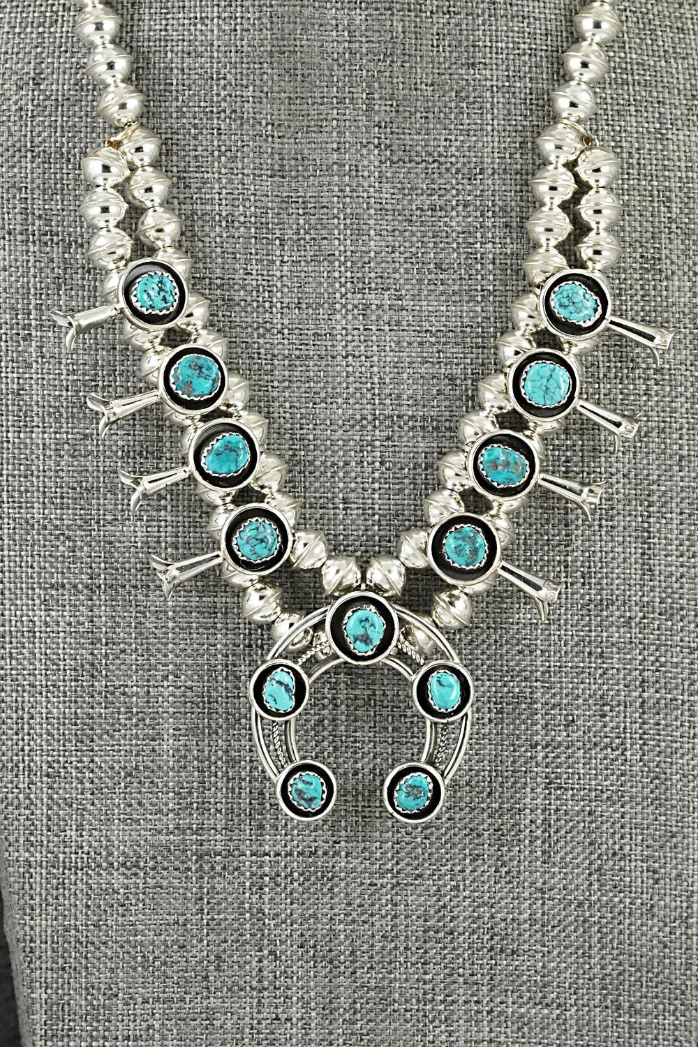 Turquoise & Sterling Silver Squash Blossom Set - Phil Garcia