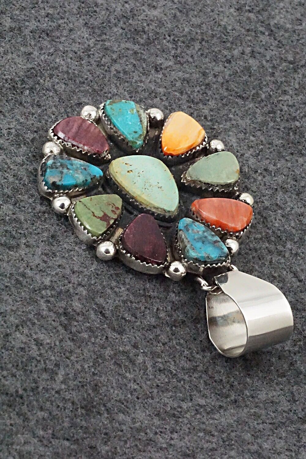 Turquoise, Spiny Oyster & Sterling Silver Pendant - Selina Warner