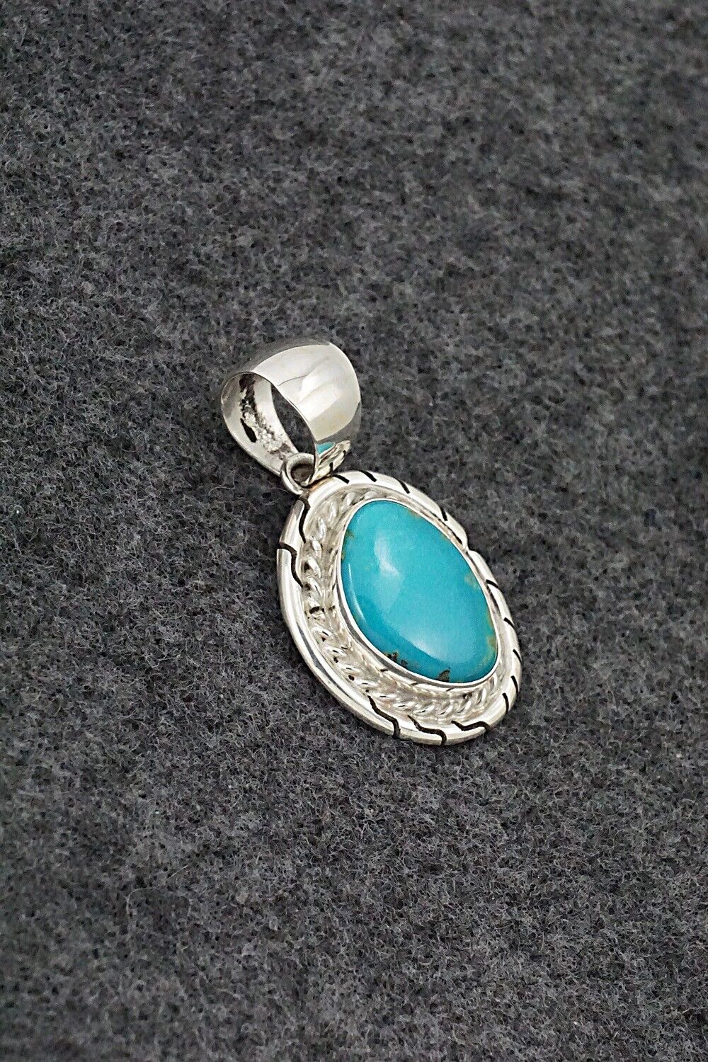 Turquoise & Sterling Silver Pendant - Johnny Frank