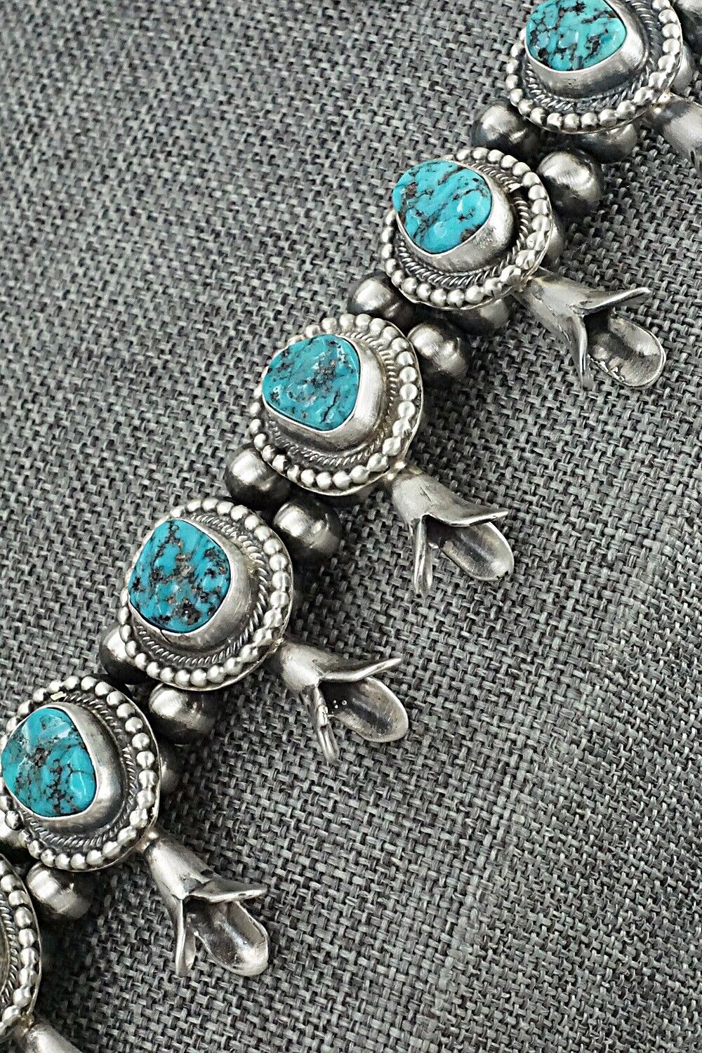 Turquoise & Sterling Silver Squash Blossom Set - Bobby Johnson