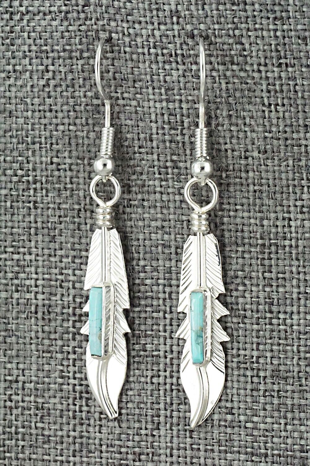 Turquoise & Sterling Silver Inlay Earrings - Allen Barney