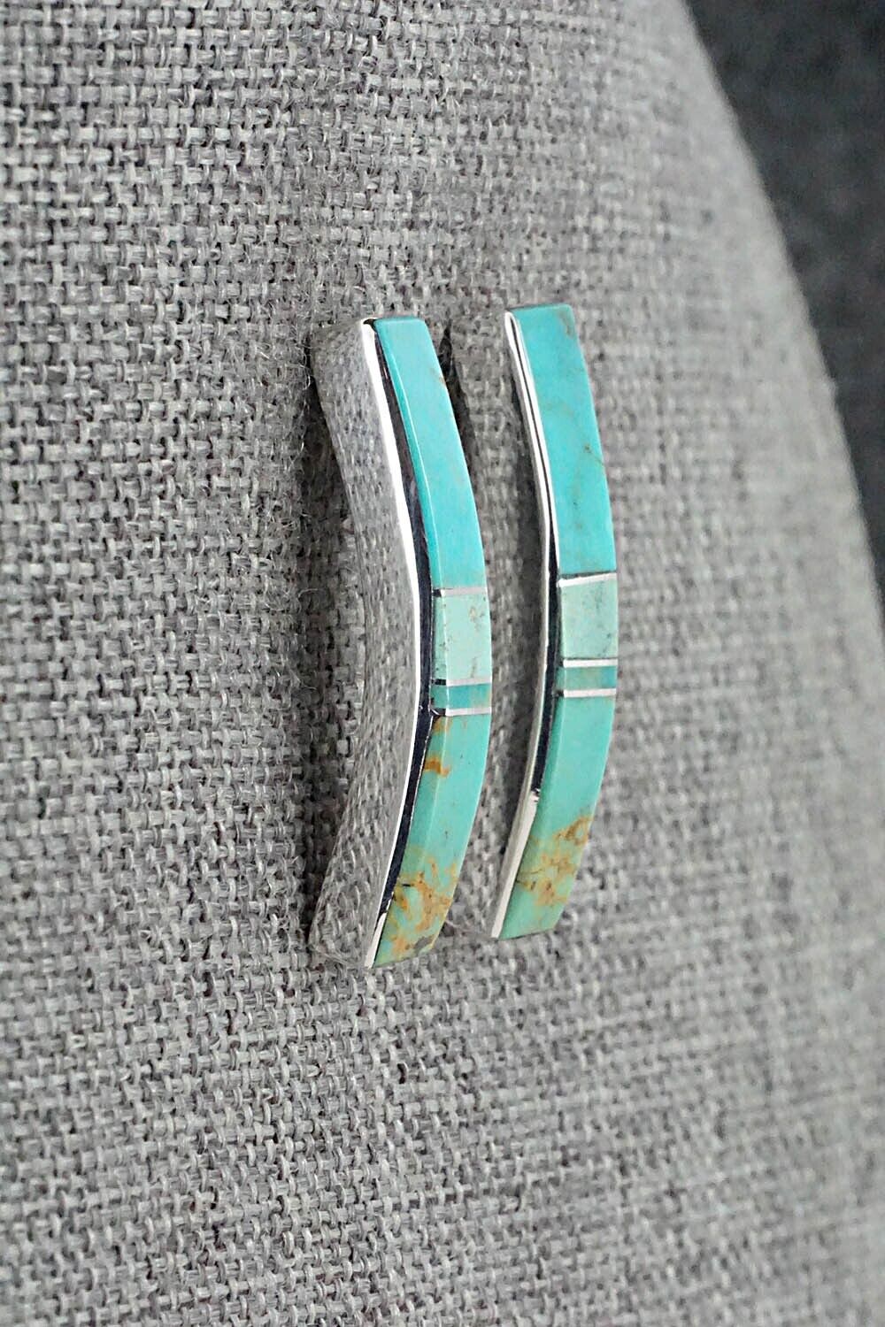 Turquoise & Sterling Silver Inlay Earrings - Marilyn Yazzie