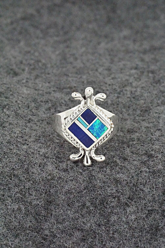 Multi-Stone & Sterling Silver Inlay Ring - James Manygoats - Size 6.25