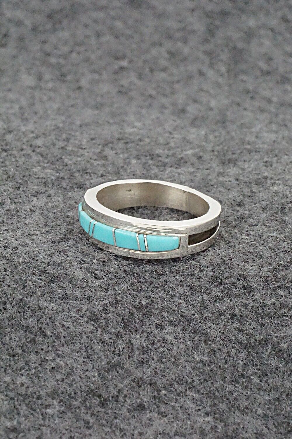 Turquoise & Sterling Silver Inlay Ring - Wilbert Muskett Jr. - Size 9.5