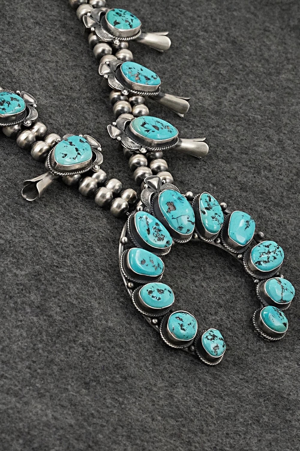 Turquoise & Sterling Silver Squash Blossom Set - Derrick Gordon