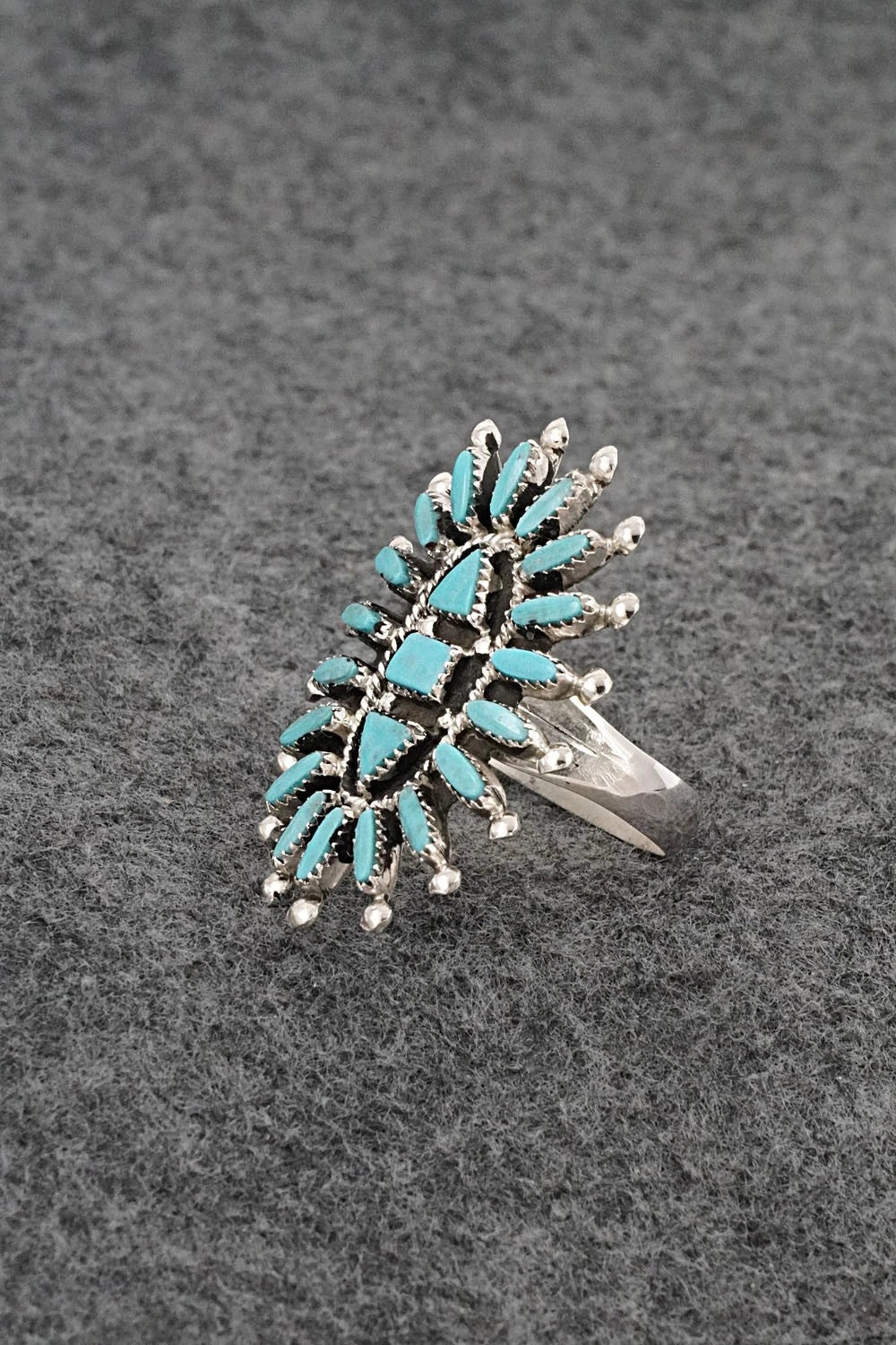 Turquoise & Sterling Silver Ring - Evonne Hustito - Size 9.5