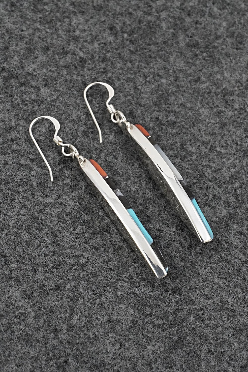 Multi-Stone Inlay & Sterling Silver Earrings - Cleo Kallestewa