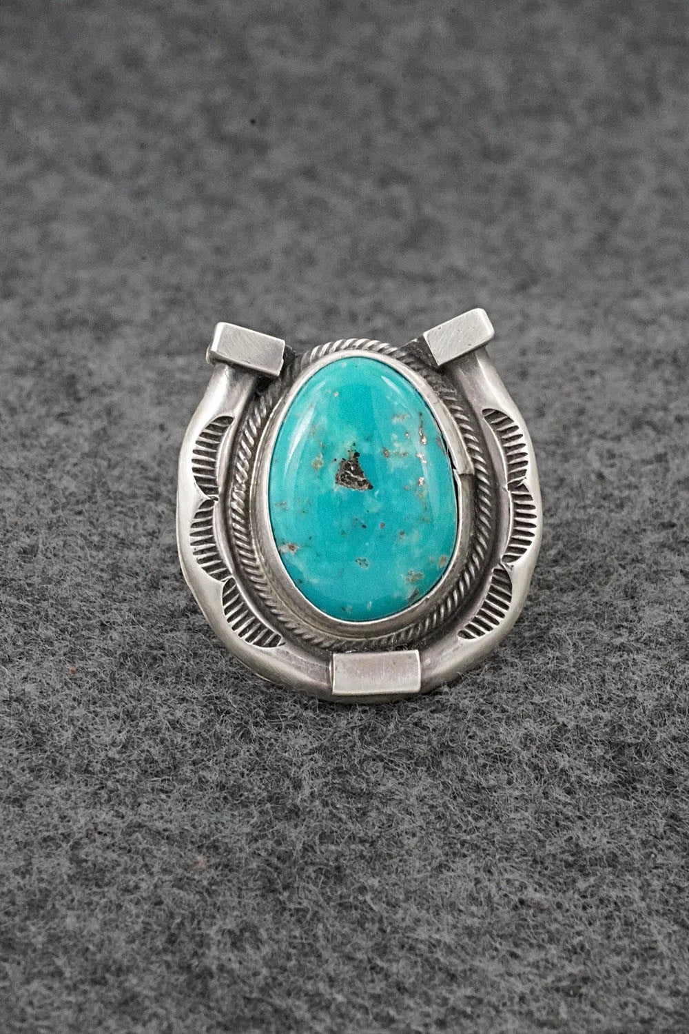 Turquoise & Sterling Silver Ring - Bobby Johnson - Size 7.5