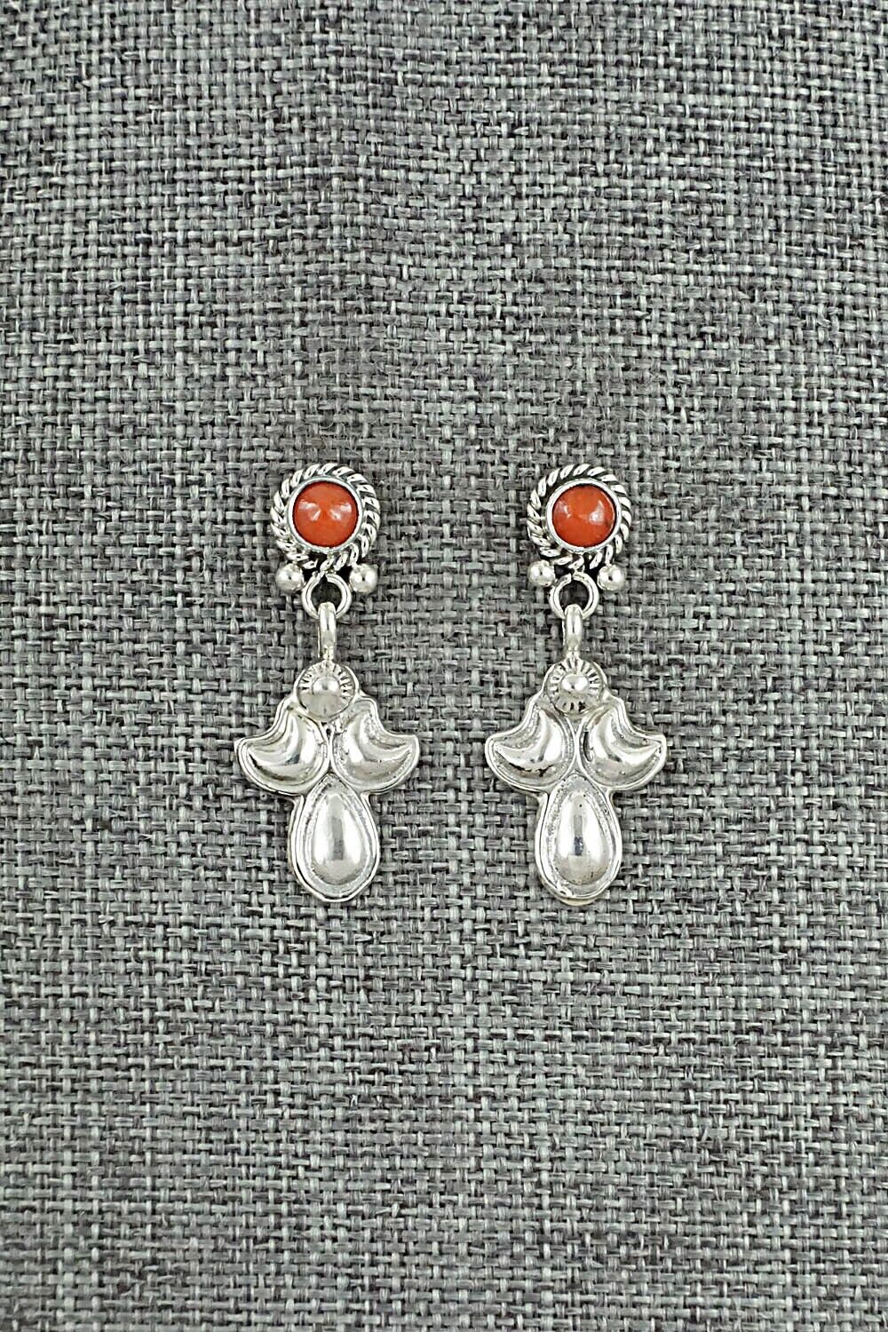 Coral & Sterling Silver Earrings - Verley Betone