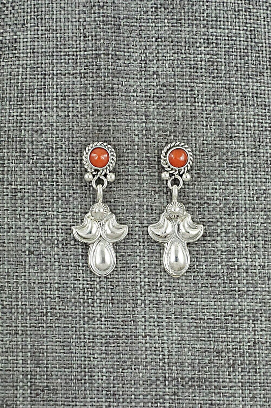 Coral & Sterling Silver Earrings - Verley Betone