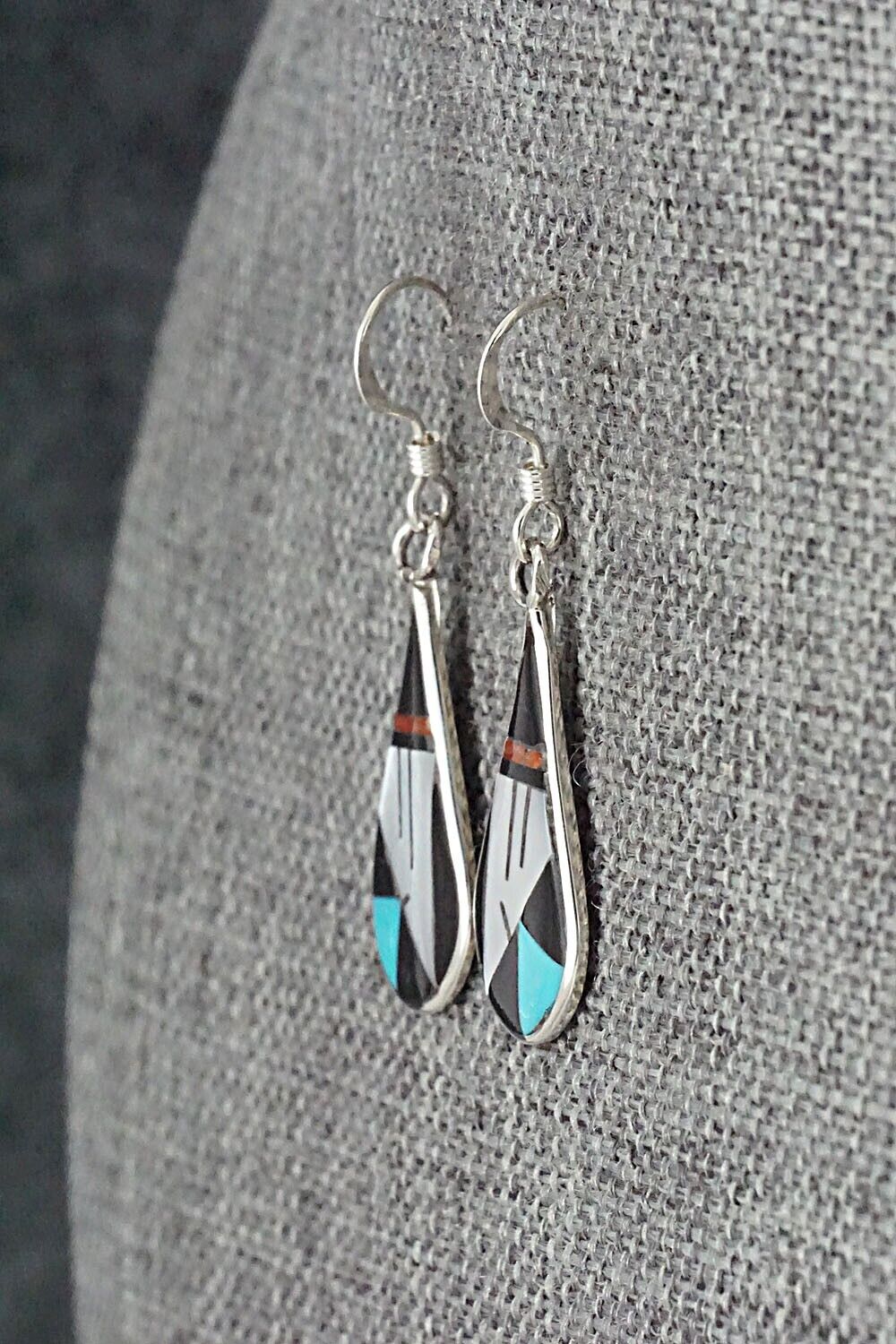 Multi Stone & Sterling Silver Inlay Earrings - Rhianna Kallestewa