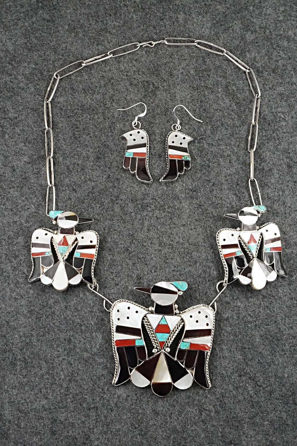 Multi-Stone & Sterling Silver Inlay Necklace Set - Corraine Shack