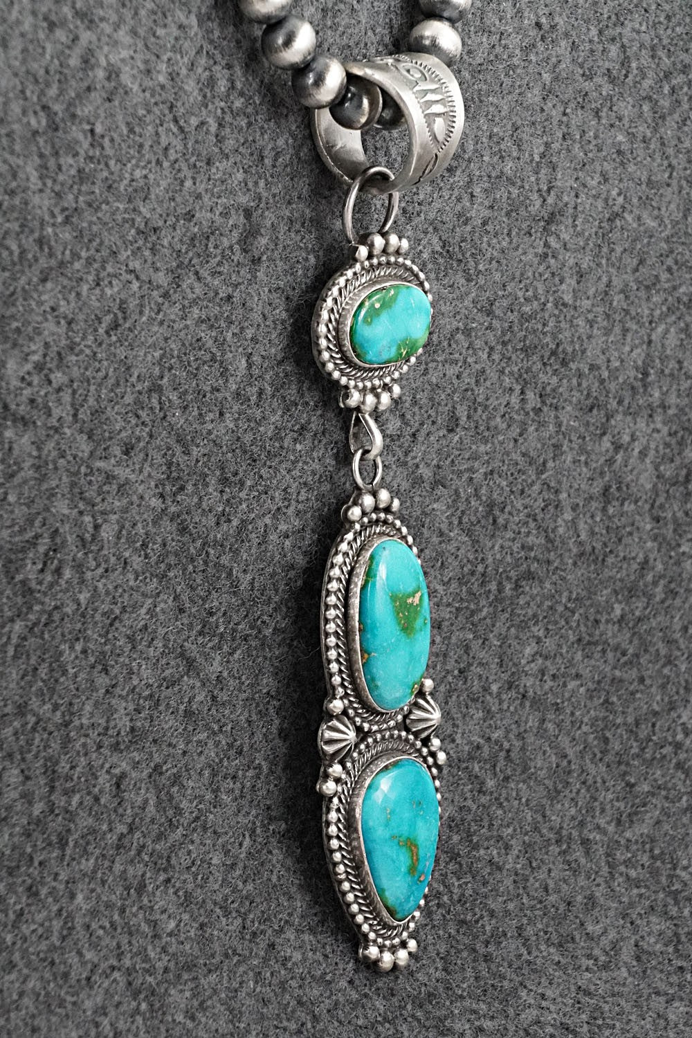 Turquoise & Sterling Silver Necklace - Tom Lewis