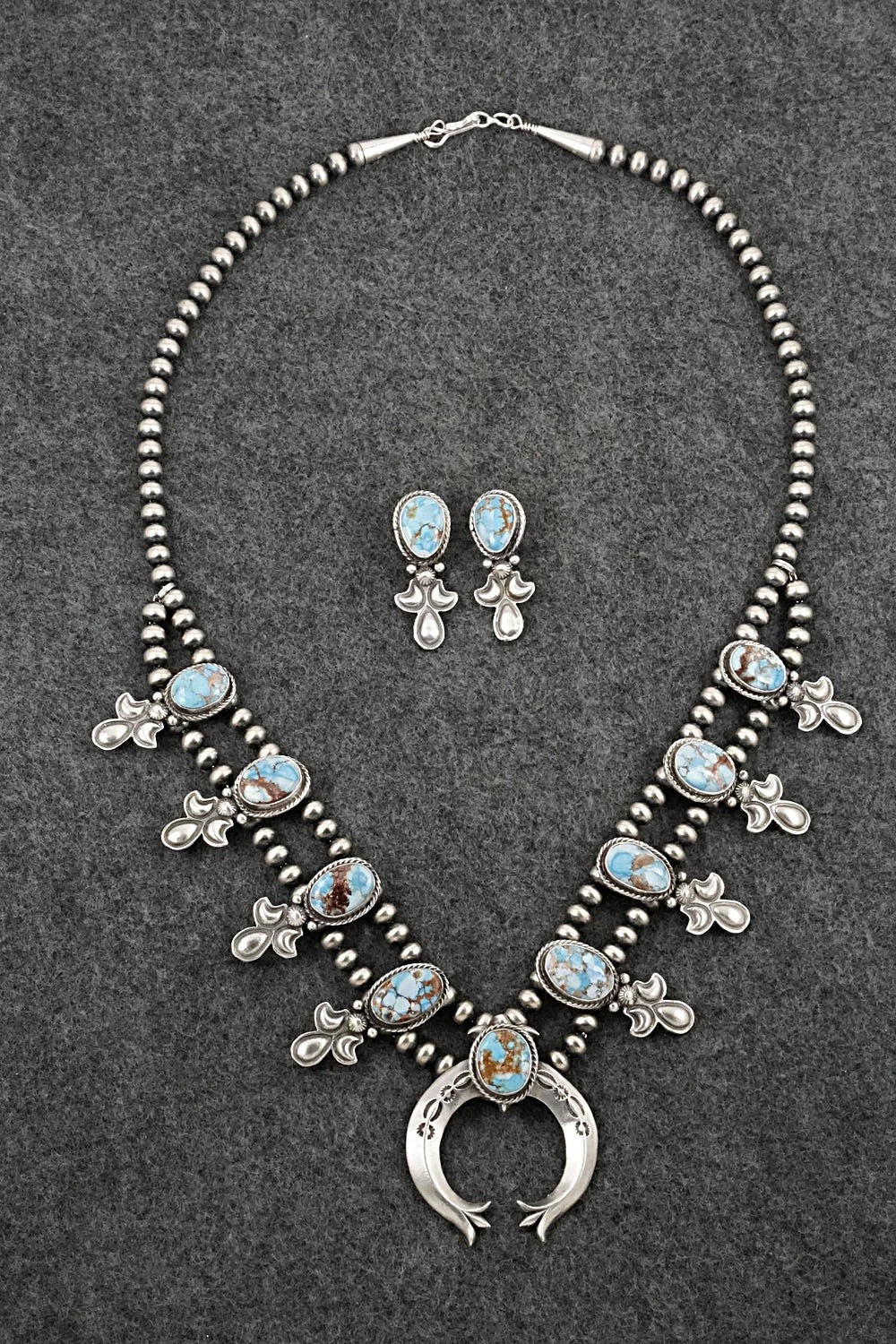 Turquoise & Sterling Silver Squash Blossom Set - Adrienne Gordon